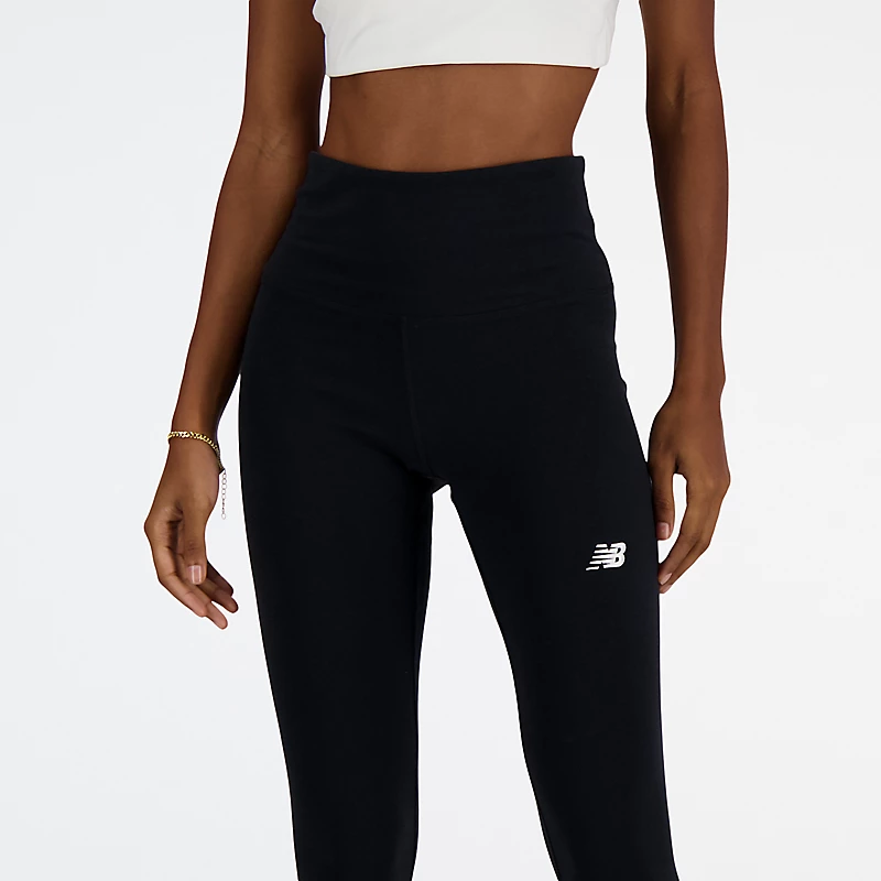 Dameslegging van katoen met hoge taille (27 inch) - Zwart