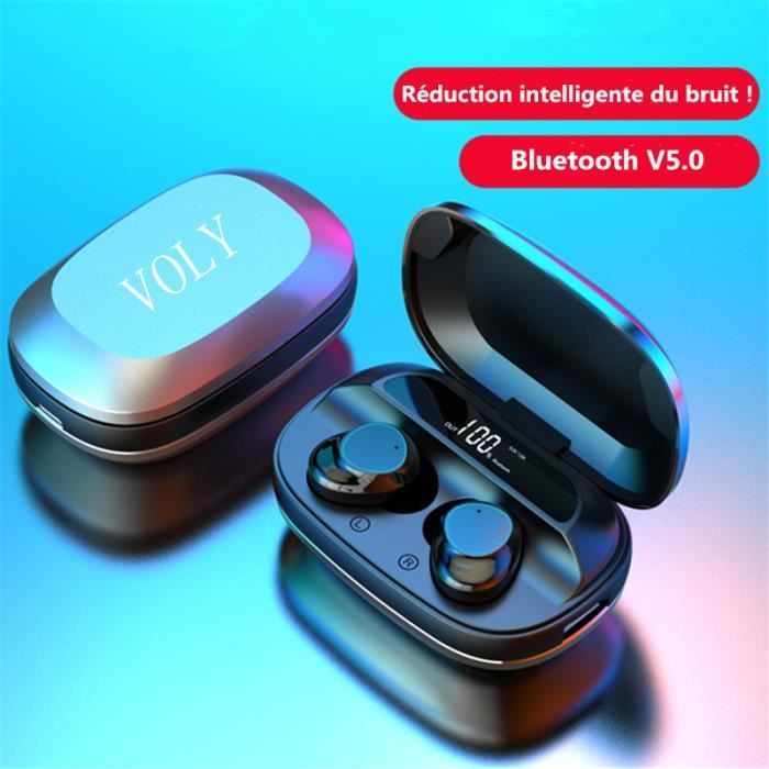 Écouteurs Bluetooth 5.0 sans Fil Sport 2000mAh Etui de Charge Autonomie 120H Stéréo IPX6 Etanche avec Mic，Power Bank