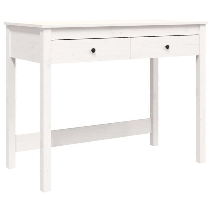 vidaXL Bureau met lades, wit, 100x50x78 cm, massief grenenhout, 824644