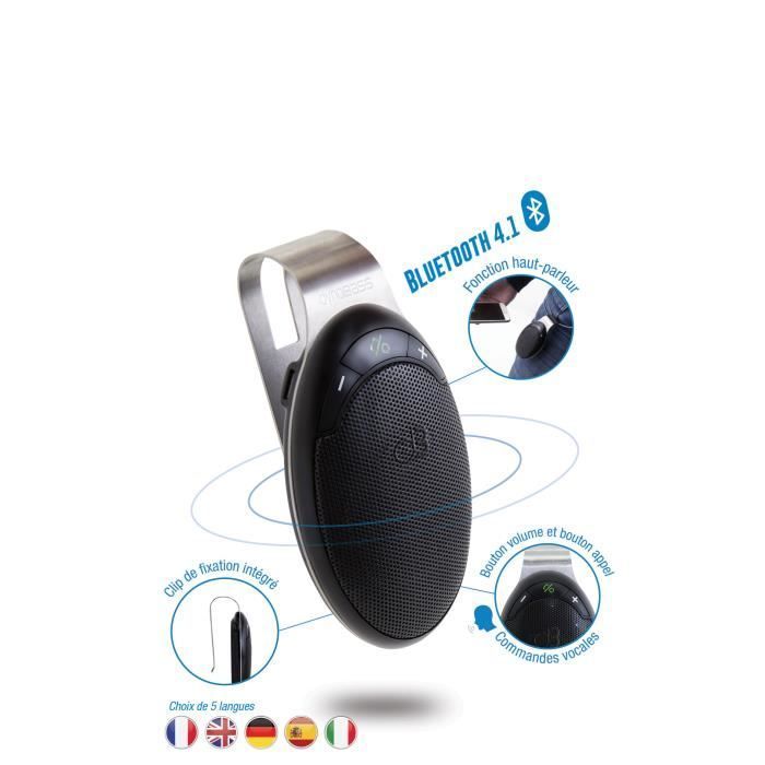 Bluetooth Hands-Free Kit - DYNACAR - DYNABASS - Voice Control - Noise Reduction - 16h Battery Life