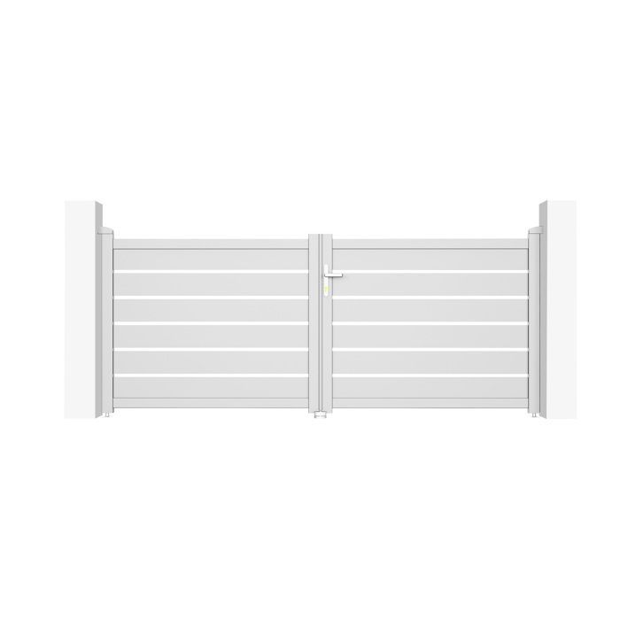 Puerta batiente y kit de motorización - Casanoov - VOGEL - 4 m de altura (125 cm) - Blanco - Aluminio / Motorización HIKER B200