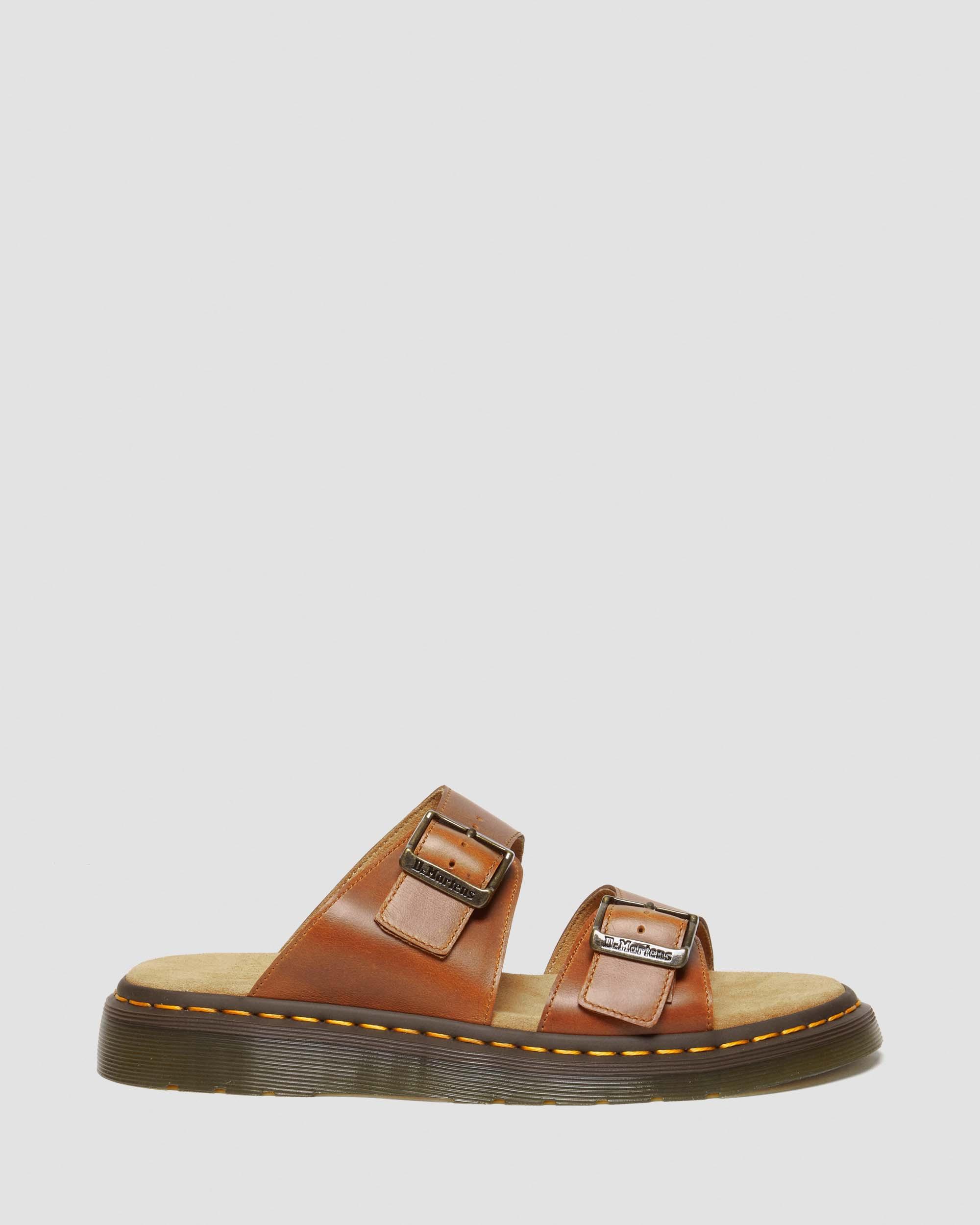 Josef Analine Leather Buckle Slide Sandals