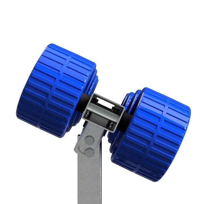 8-roller boat launch aid with 2 supports, EVA SUPROD boat trailer, Ø 120 mm, blue/black
