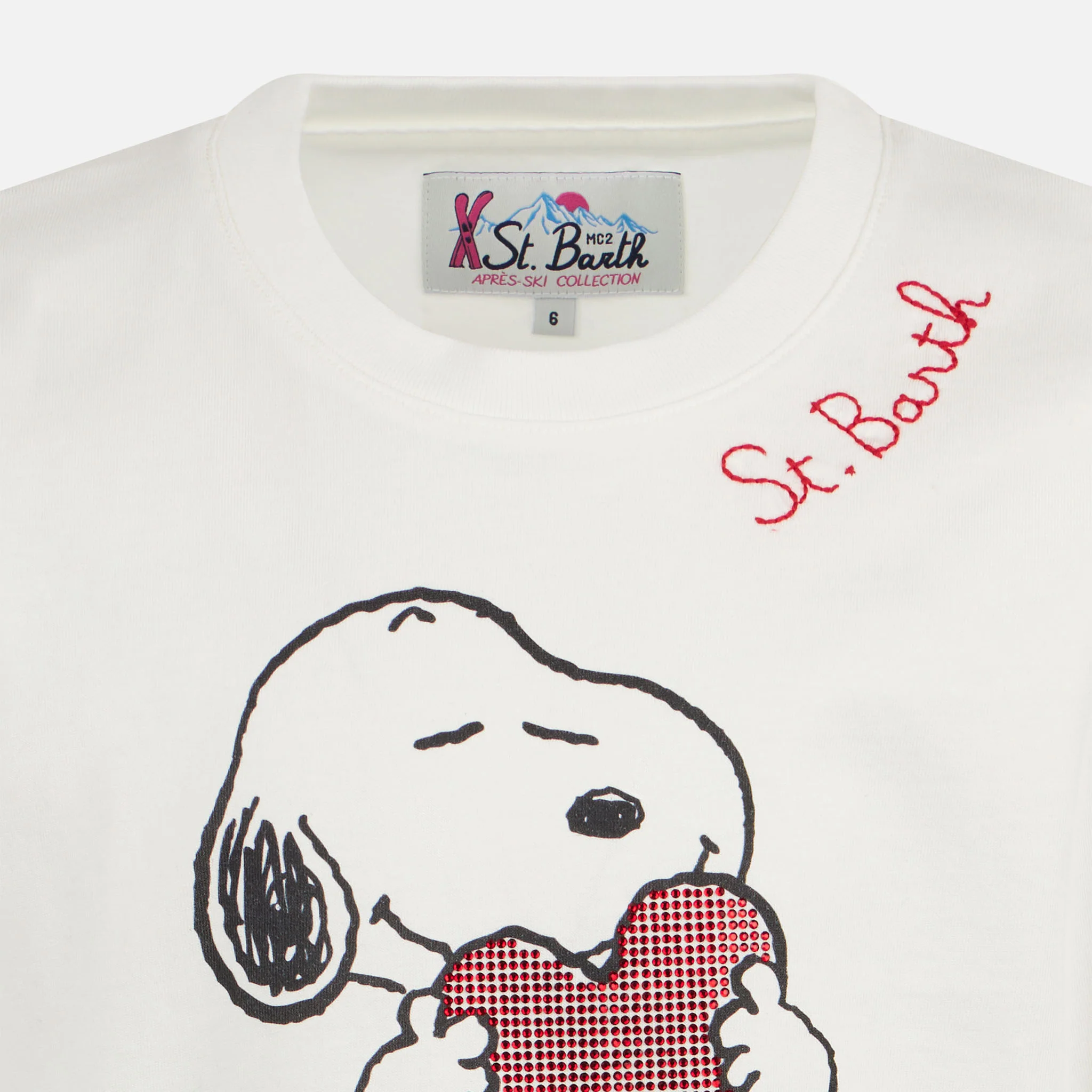 T-shirt da bambina in cotone pesante con stampa Snoopy in strass | EDI