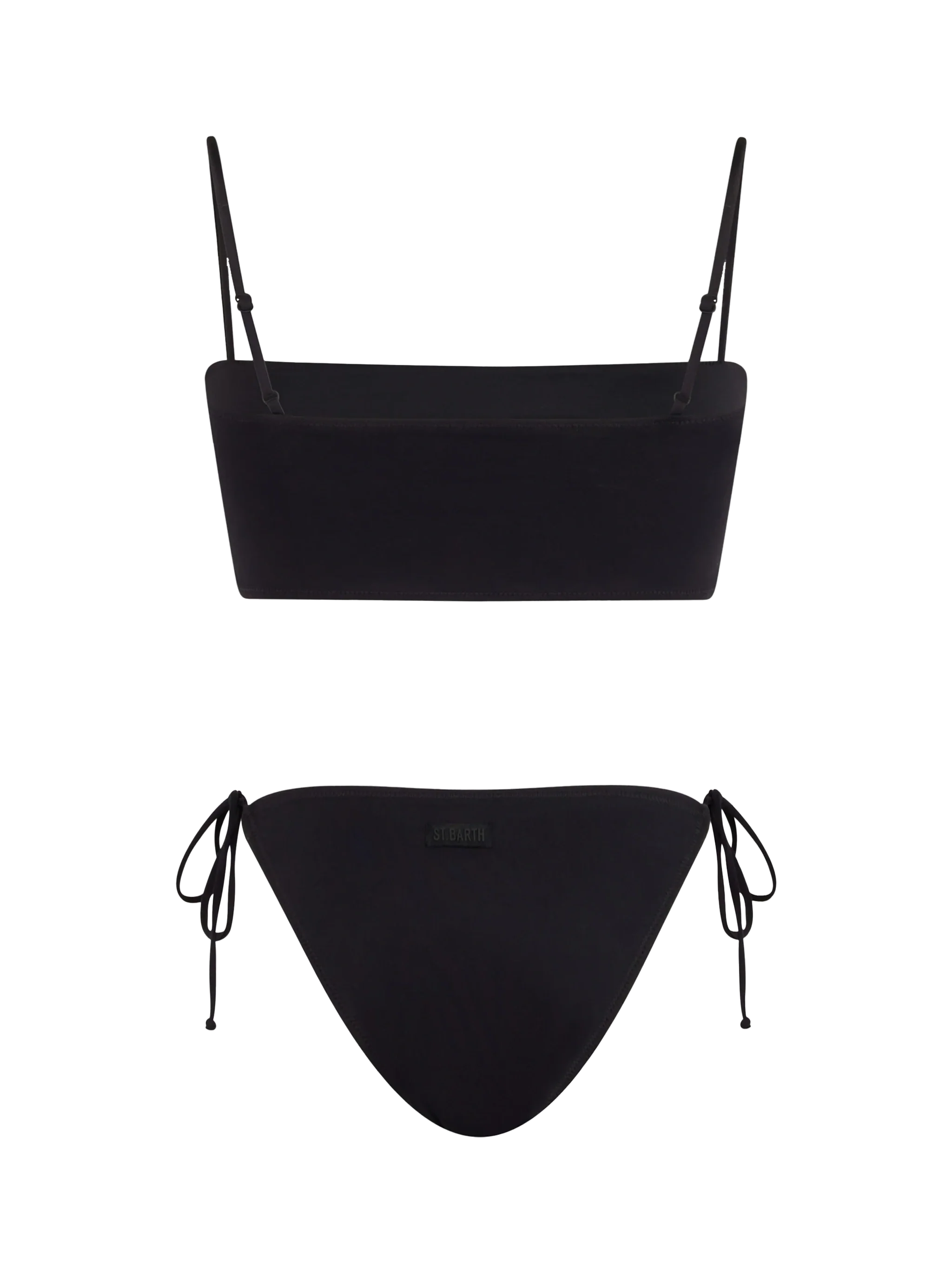 Bikini a fascia da donna nero con strass