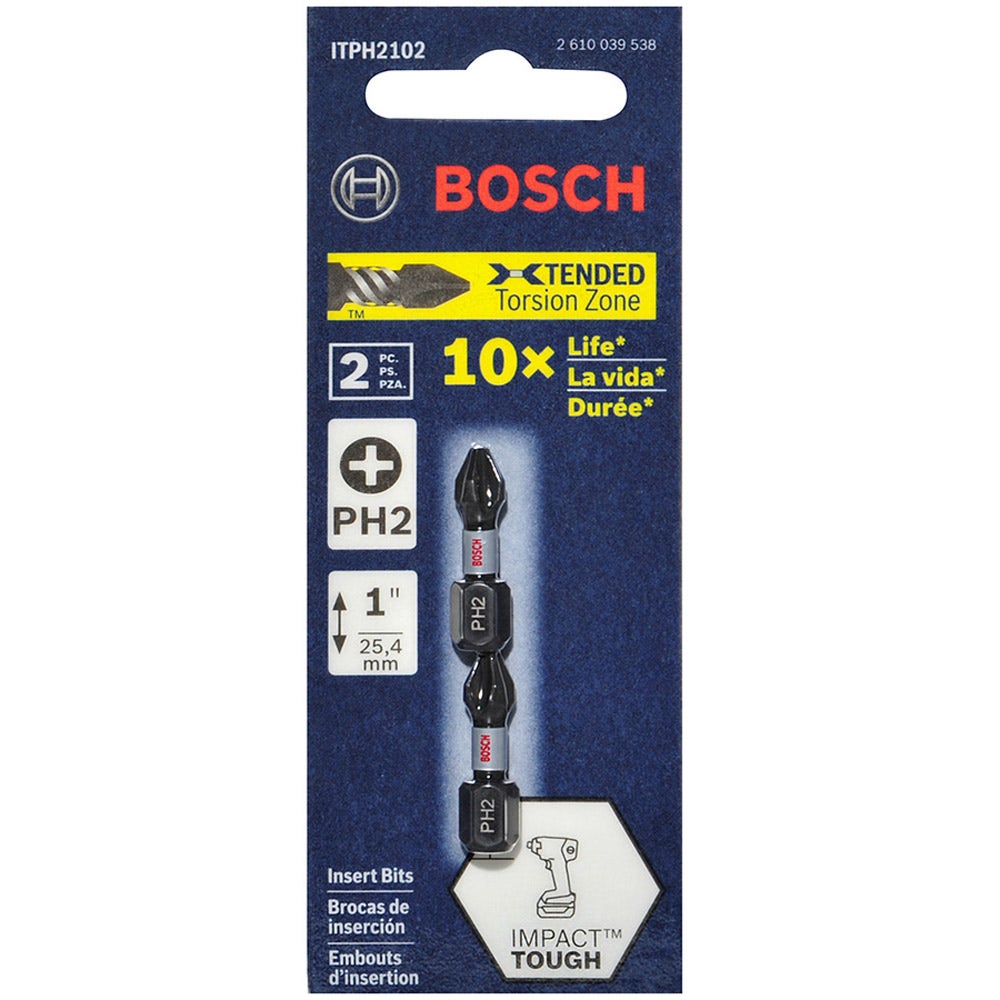 BOSCH PH2 x 25 mm Kreuzschlitzschraubendreher-Bit – IMPACT TOUGH – 2 Stück