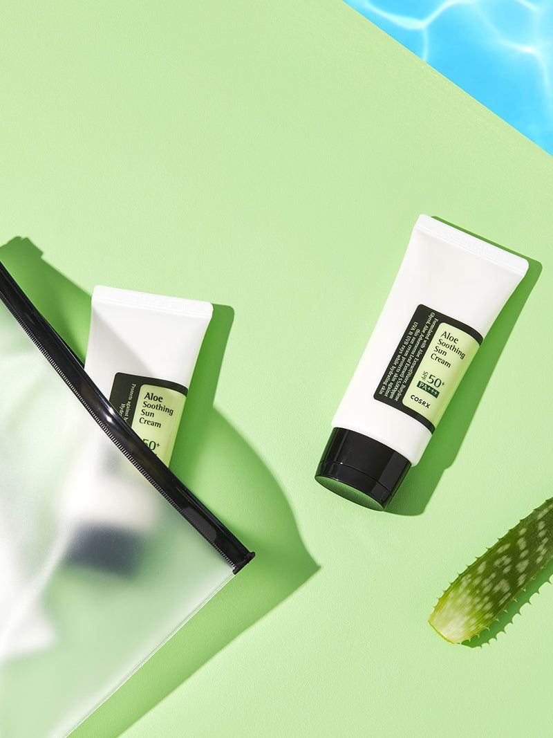 Upokojujúci opaľovací krém s aloe vera SPF50 Ochrana tváre