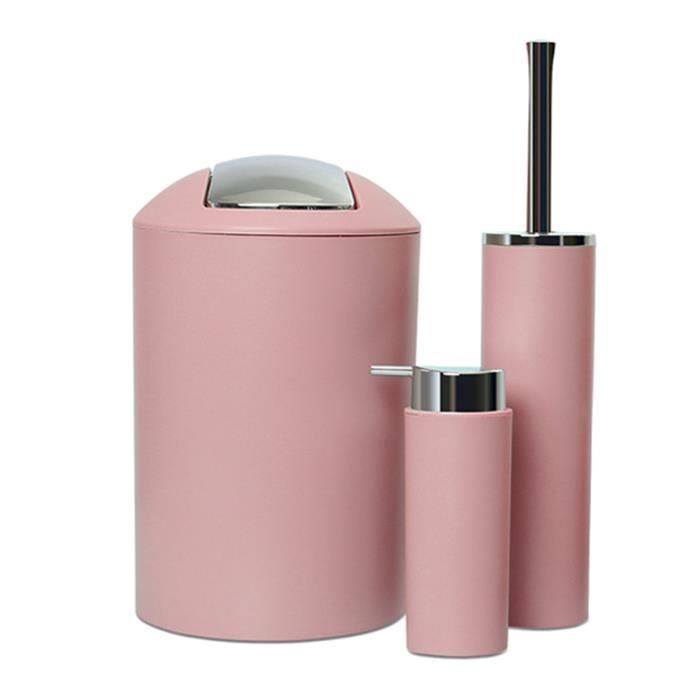 Bathroom accessory set - HOMYL - Pink - 6 pieces - Plastic