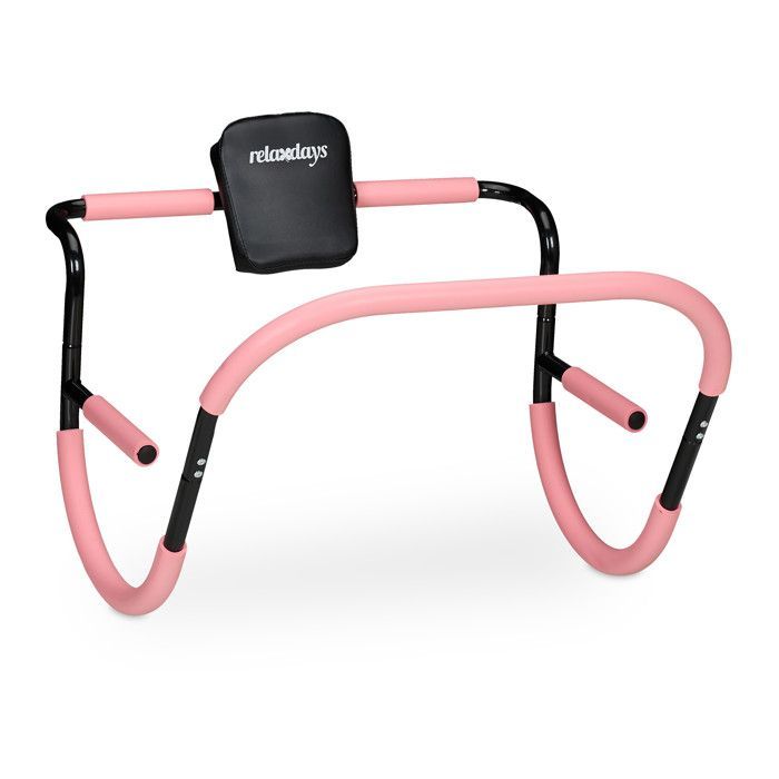 Entrenador abdominal Relaxdays, para entrenamientos efectivos en casa, Alto x Ancho x Profundidad: 68,5 x 69 x 65 cm, rosa y negro