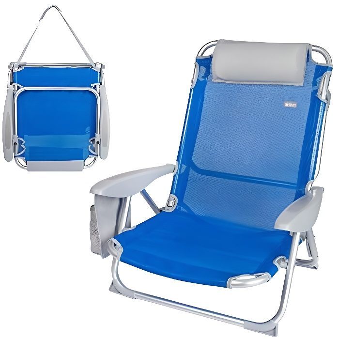 Silla plegable - AKTIVE - 62609 - Aluminio - 4 posiciones - Cojín cómodo