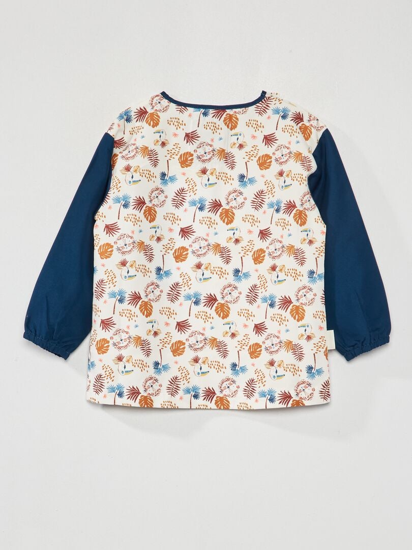 Delantal estampado de manga larga - AZUL