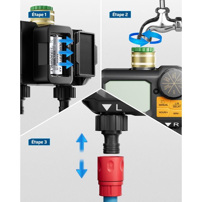DEWENWILS 2-suuntainen ulkokastelun ohjain - automaattinen ja manuaalinen tila - automaattinen kasteluajastin puutarhaan IP55
