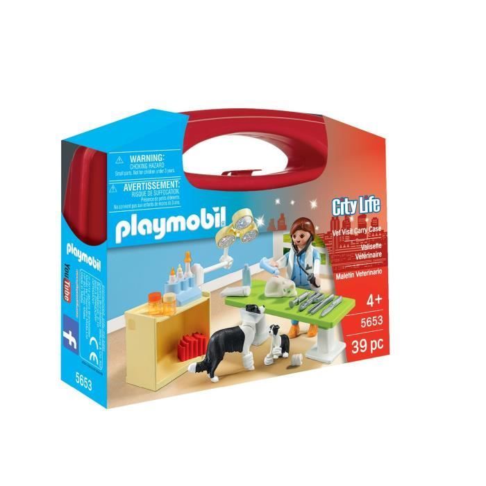 PLAYMOBIL 5653 Valisette Vétérinaire, City Life, Soin des animaux, Jeu de rôle créatif, 39 pièces, Dès 4 ans