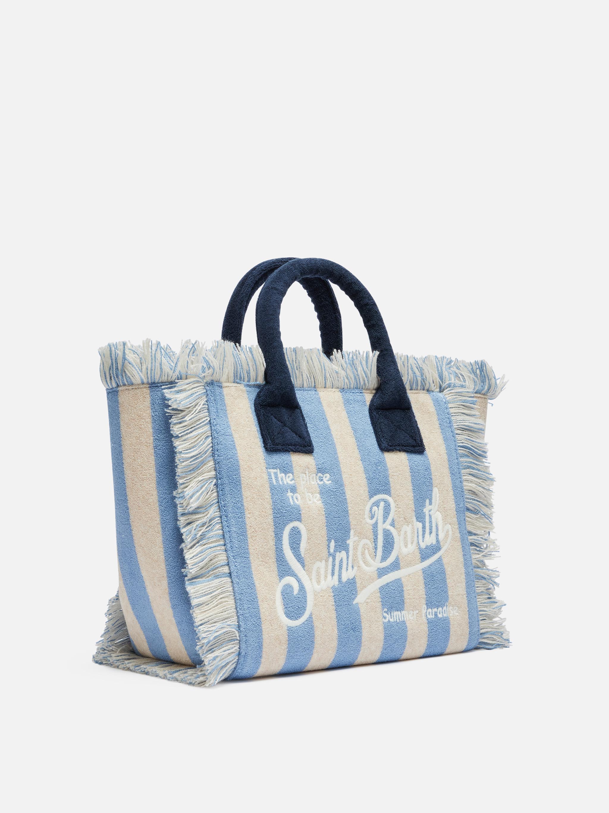 Sac Colette en éponge à imprimé à rayures bleues