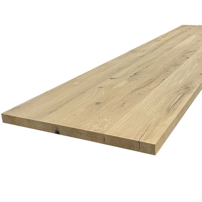 Encimera de roble macizo, tablones completos, 2600 x 800 x 25 mm, certificación FSC mixta, FORESTEA. Dimensiones: 2600 mm x 800 mm x 25 mm