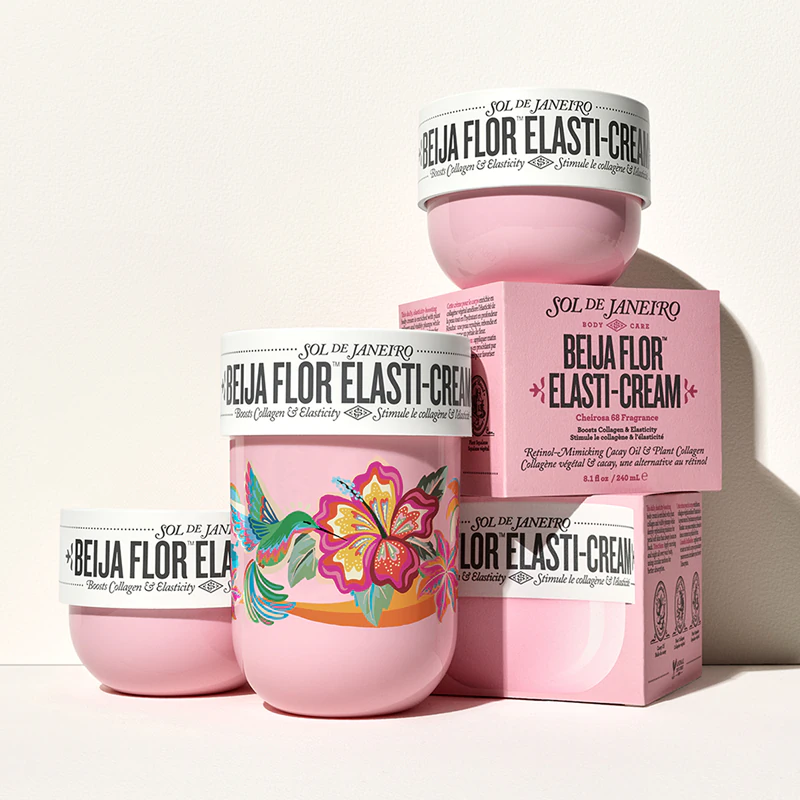 creme hidratante corporal Sol de Janeiro Biggie Biggie Beija Flor aumenta a elasticidade da pele.