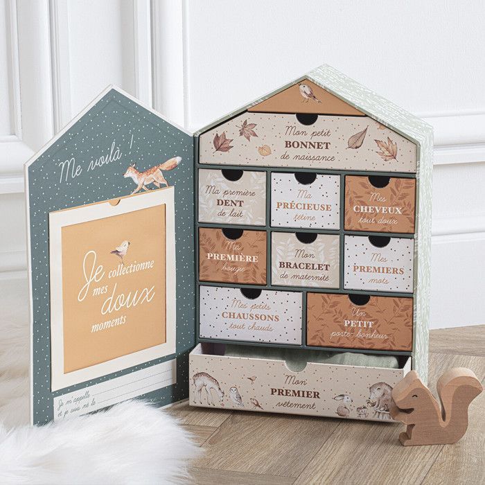 Coffret de naissance souvenirs forêt 10 tiroirs PPR - Atmosphera Créateur d'intérieur