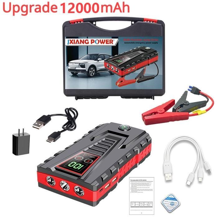Avviatore di emergenza da 99800 mAh - Potenza di picco 5000 A, fornito con caricatore USB da 5 V/2 A.