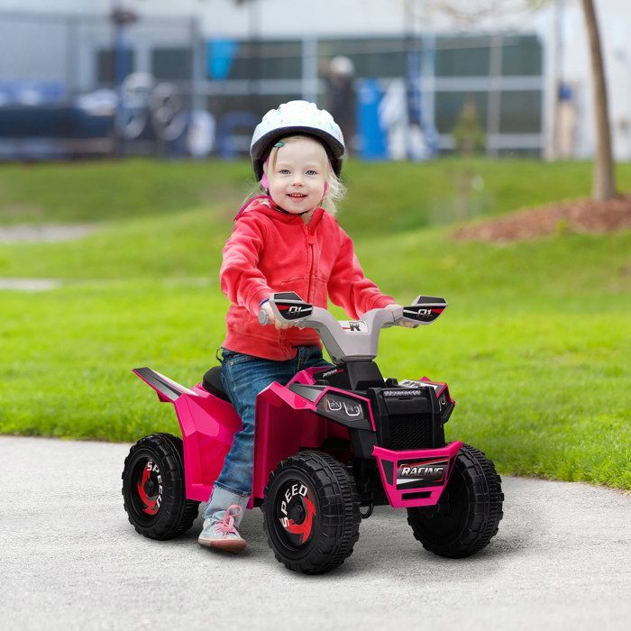 Quad électrique HOMCOM pour enfants véhicule à batterie 6V avec marche avant et arrière 70L x 41,5l x 48,5H cm Rose
