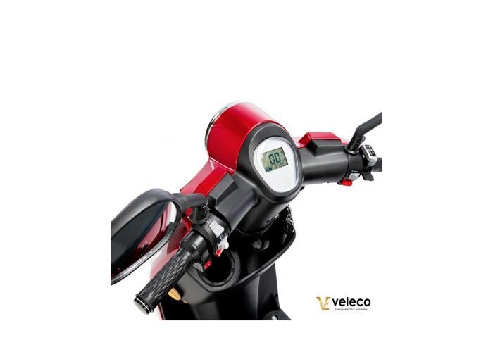 Patinete eléctrico de 3 ruedas Draco Veleco, estable para personas con movilidad reducida y personas mayores, batería de litio negra.
