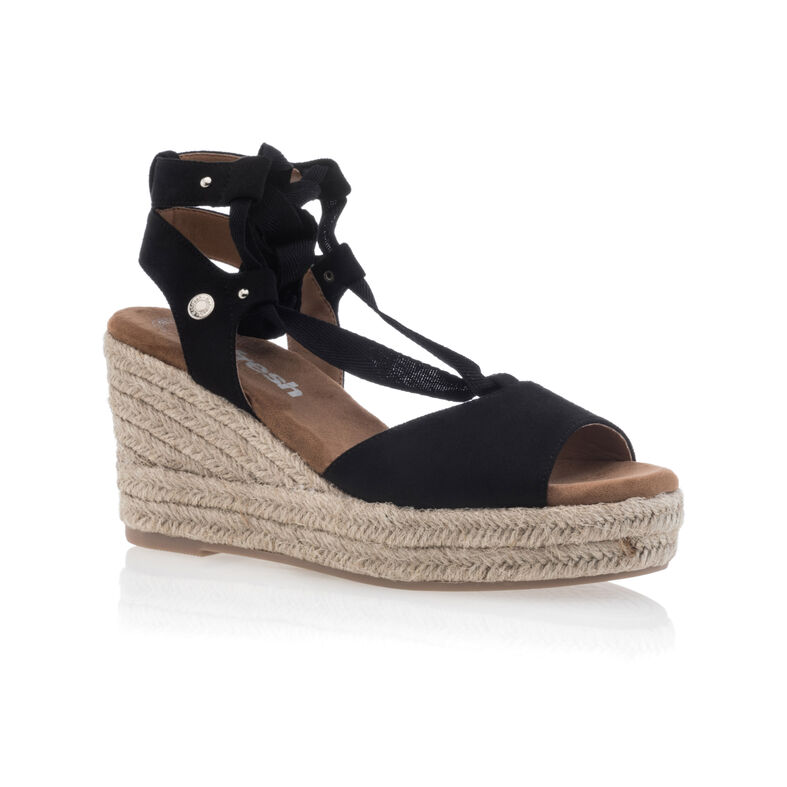 Zwarte espadrilles voor dames met touwzolen