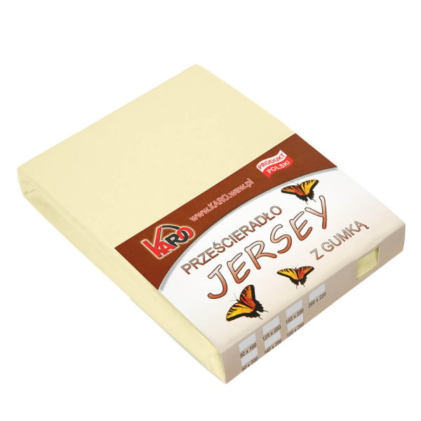 Prześcieradło jersey z gumką 120x200 kremowe KARO