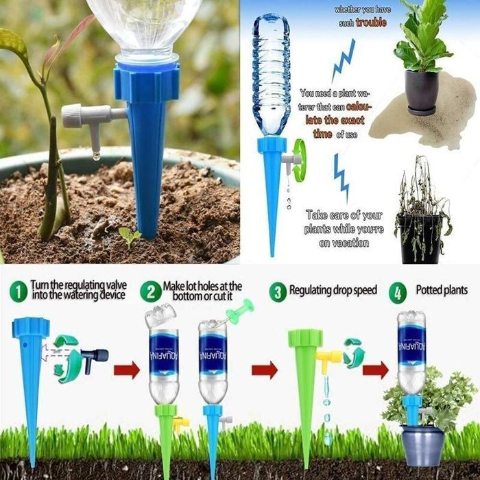 AIMOONSA Kit arrosage goutte à goutte 24 pièces avec vannes réglables – arrosage automatique pour plantes