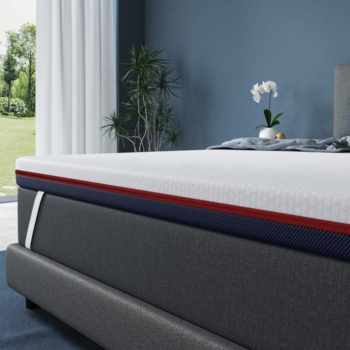 Cubrecolchón INRE de 140 x 200 cm, 8 cm de grosor, de espuma viscoelástica de alta densidad, con funda hipoalergénica lavable.
