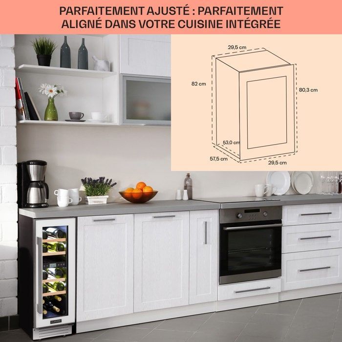 Klarstein Vinovilla 17 Dual-Zone Refrigerated Wine Cooler, 53 Liters / 17 Bottles - 4 Wooden Shelves - White