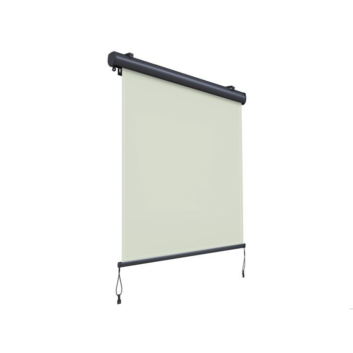 Retractable vertical awning with cassette and crank – 1.4 x 2.5 m – Beige fabric, grey frame – Patio sun protection