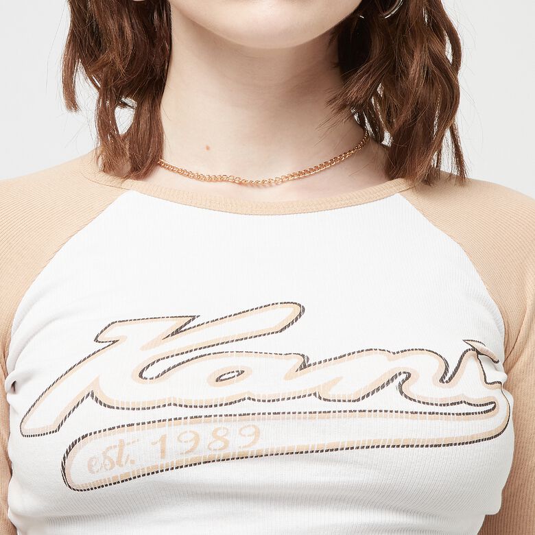 Varsity Crop Block Rib Langarmshirt