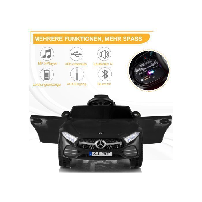 LALAHO Electric Ride-On Car for Kids - Mercedes-Benz CLS 350 - 90 x 60 x 40 cm - Black