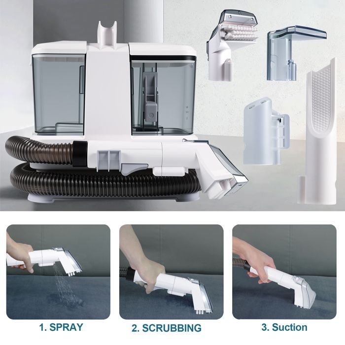 Nettoyeur détacheur portable - 400W/9Kpa/Tuyau 1,17M - Cordon d'alimentation 5M - Réservoir 0,8L/1L - Aspirateur nettoyeur à eau