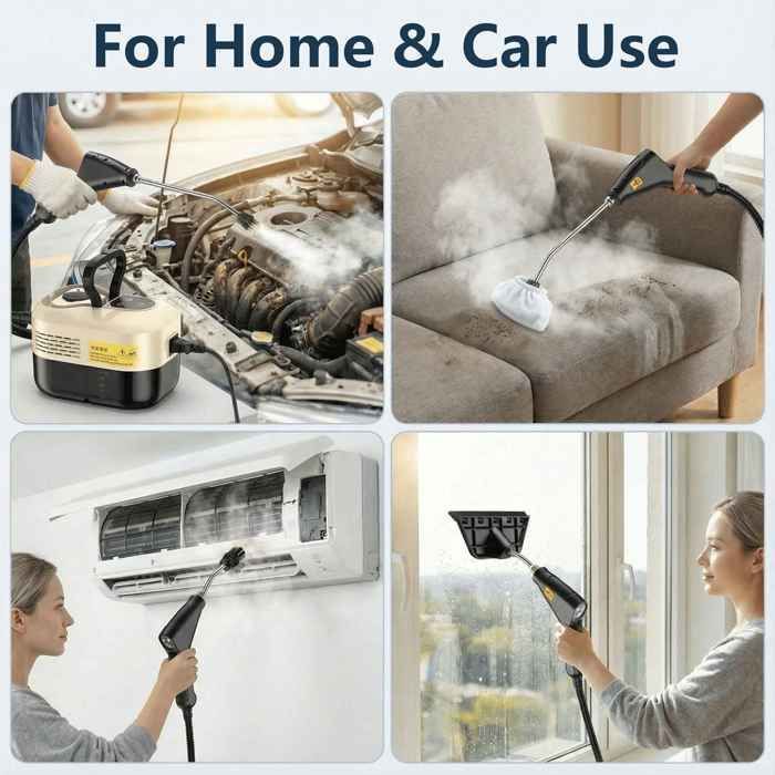 Limpiador a vapor multifuncional de 1200 ml, presión de 4,5 bares, tiempo de calentamiento de 15 segundos, 6 niveles, ideal para la cocina, el coche y el hogar.