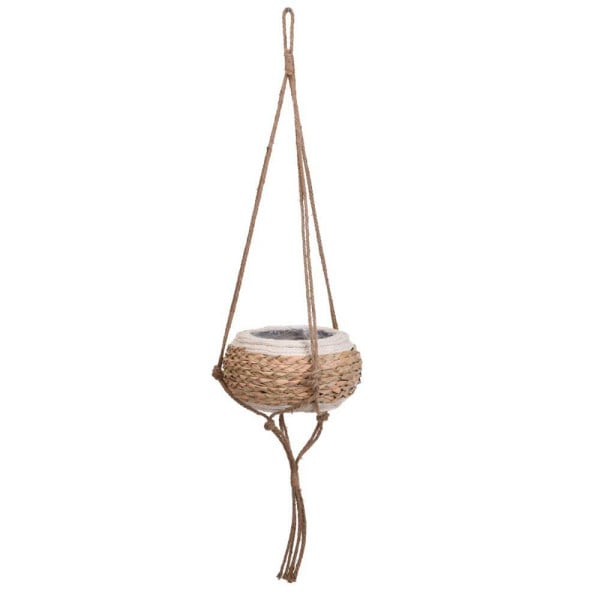 Boho Kwietnik Wiszący z Trawy Morskiej 28cm