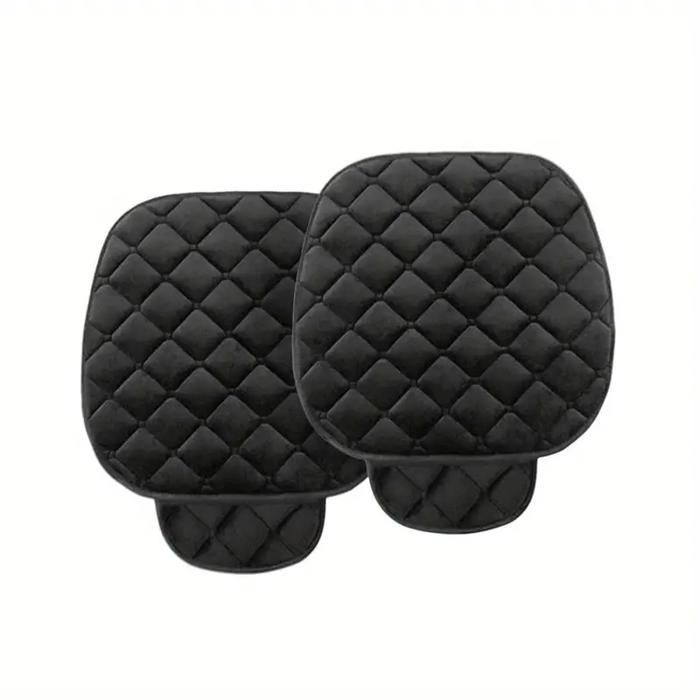 Plush car seat covers (2 pieces) - Universal protectors for cars, homes, offices and chairs (black)