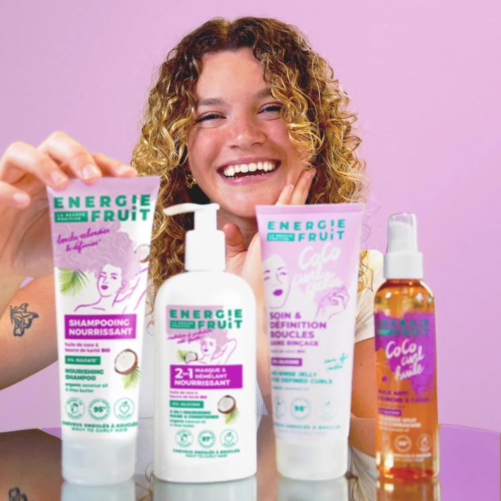 Energie Fruit coco curl gelee - sans rincage sans silicone - cheveux boucles & ondules
