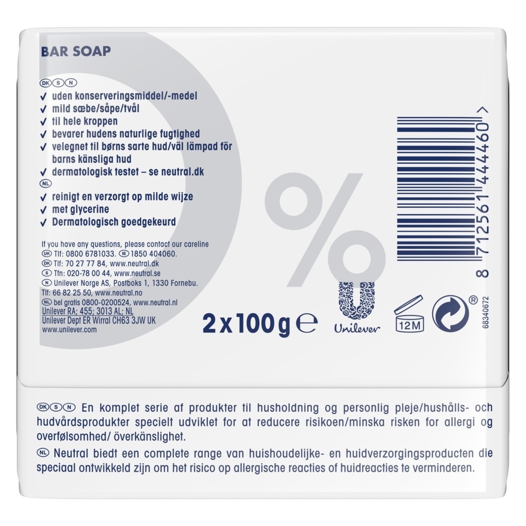 Neutrálne mydlo na ruky, bez vône, 2 x 100 g – 200 g