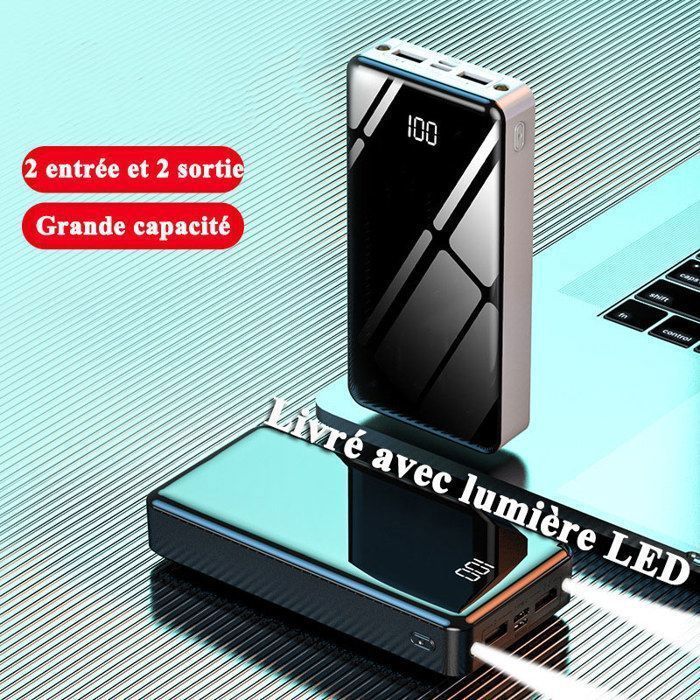 FUNSEE® Batteria esterna portatile da 50000 mAh con ricarica rapida, power bank, caricabatterie per cellulari compatibile con tutti i telefoni - Bianca