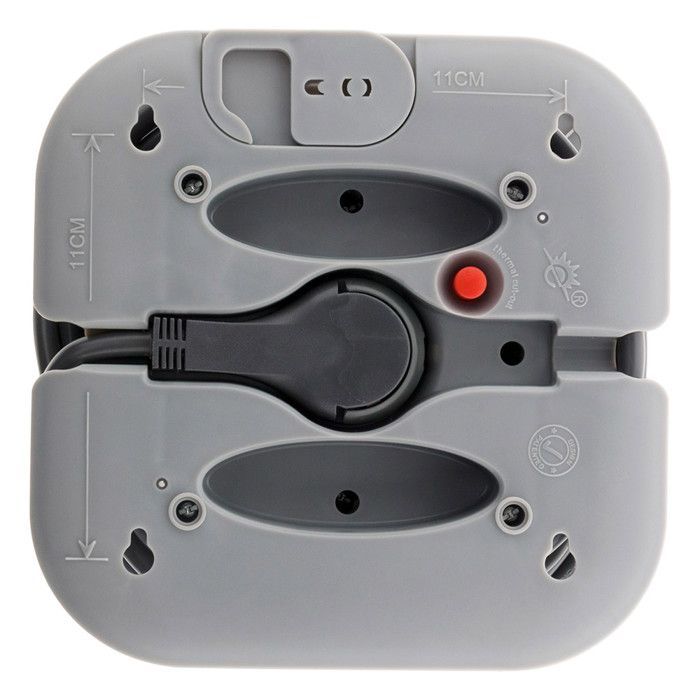 4 x 2P+E 16A carrete de cable doméstico con disyuntor - 7m - Gris - Zenitech