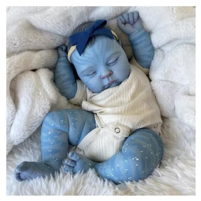 Bebé Reborn Avatar de 49 cm – Muñeca Reborn realista de vinilo de silicona – Bebé articulado durmiendo