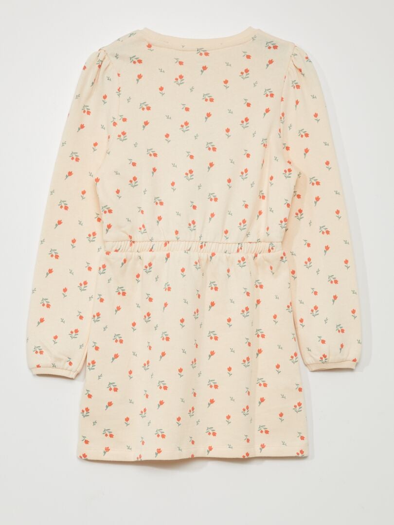 Vestido sudadera ajustado estampado - BEIGE