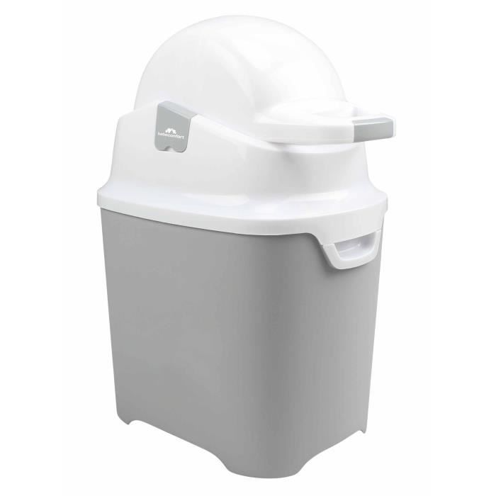 Cestino per pannolini BEBECONFORT a prova di odore, coperchio a prova di odore, compatibile con qualsiasi sacco per rifiuti, contiene da 20 a 30 pannolini, grigio