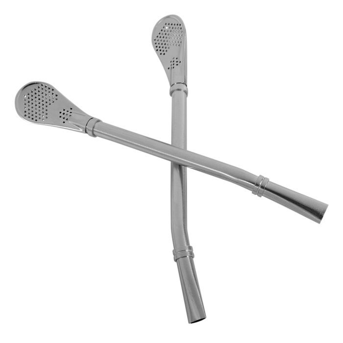 Set of 2 Pieces ~ Stainless Steel Yerba Mate Tea Drinking Straw with Filter and Drinking Canister