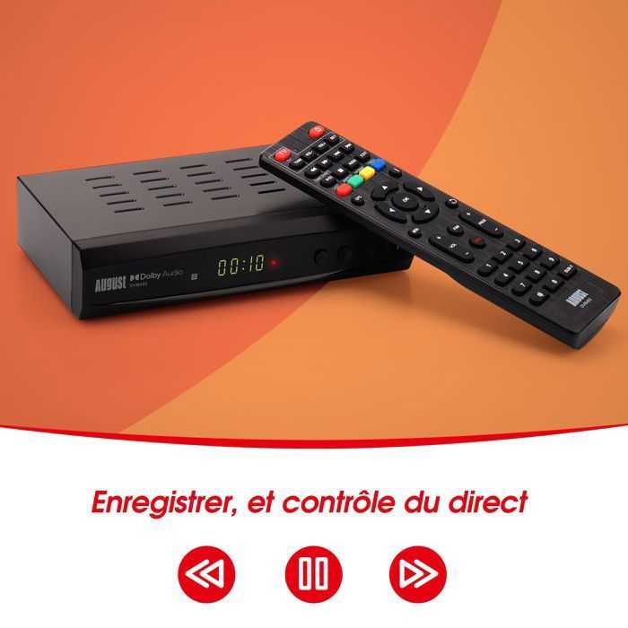 Decodificador y grabador de televisión digital terrestre (TDT) HD - Sintonizador dual - Full HD 1080p - Reproductor multimedia August - DVB482 -