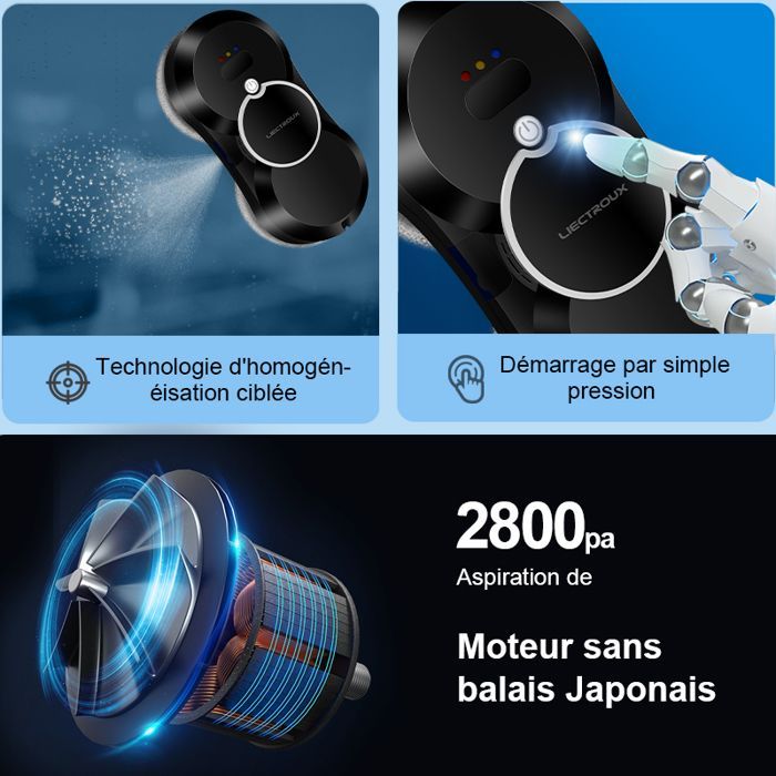 LIECTROUX HCR-10 Robot lavavetri - Nero - 2800 Pa - Serbatoio da 30 ml - Pulizia auto - Robot lavavetri intelligente e autonomo
