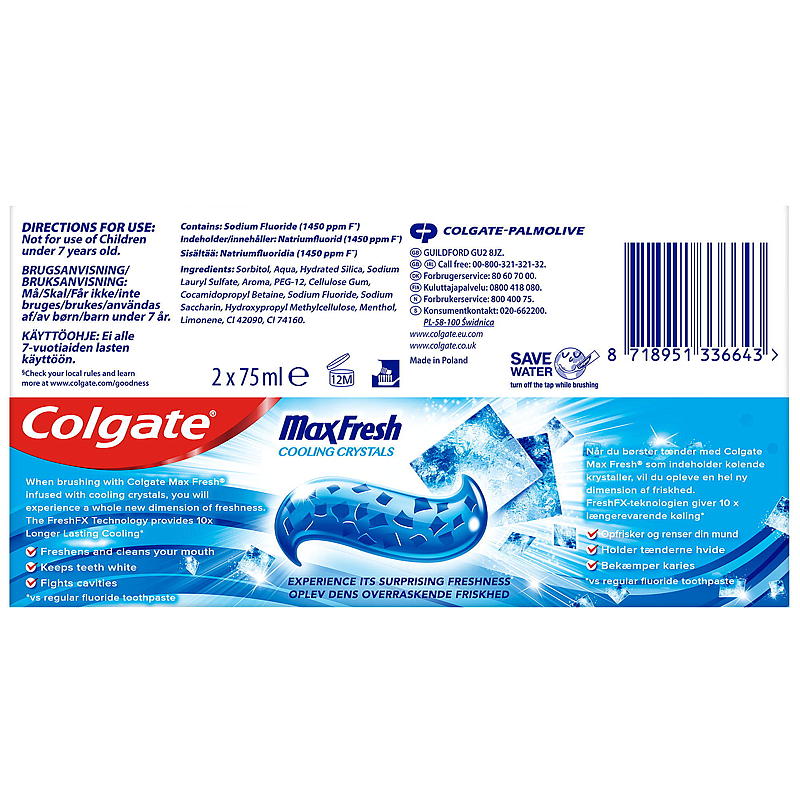Pasta de dientes Colgate, paquete de 2, máxima frescura Colgate