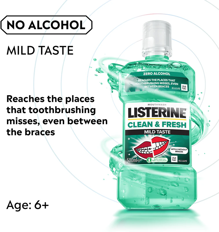 Listerine Clean & Fresh ústní voda proti zubnímu kazu