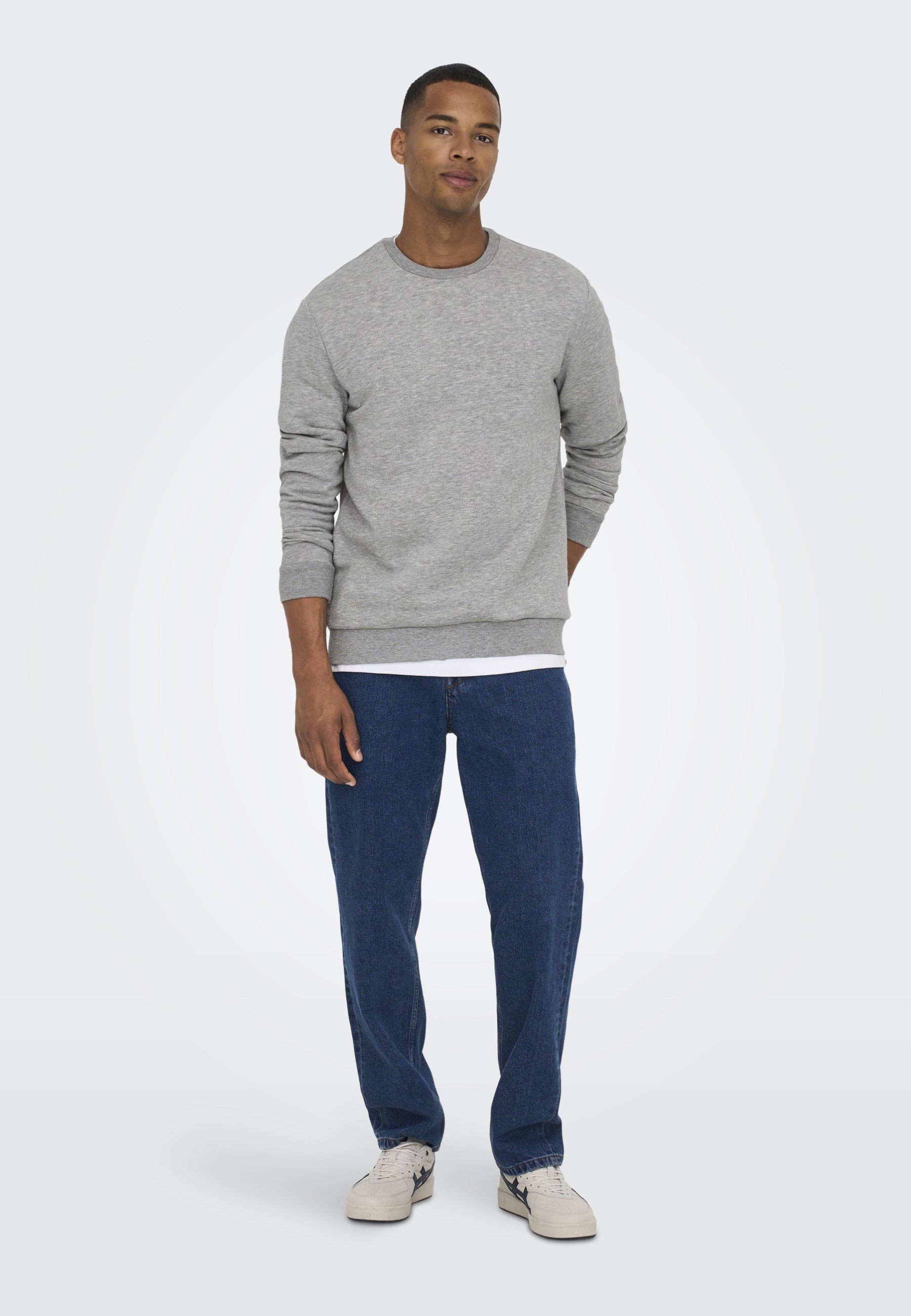 Only & Sons ONSCERES LIFE COL RONG - Sweat-shirt - gris clair chiné