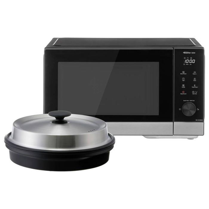 Panasonic NN-SD38QSEPG Microwave Oven, Black, Stainless Steel, 1000W, LCD Display